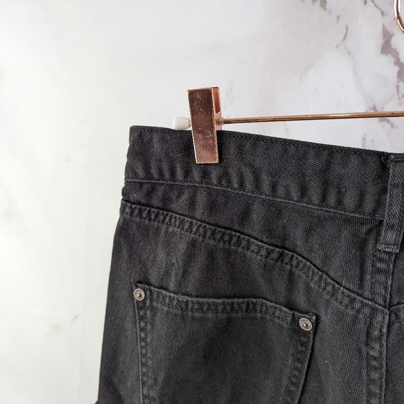 Free People Shorts Women 26 Black Denim Mid Rise Cut Off Shortie Frayed - Picture 7 of 9